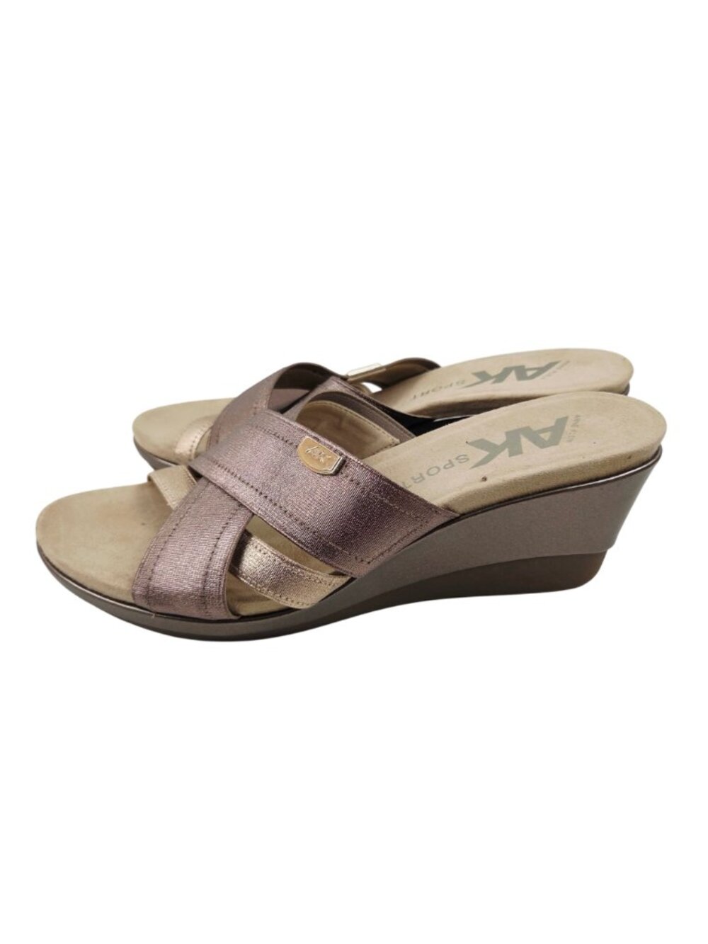 Anne Klein AK Sport Womens Wedge Sandals Metallic Straps Bronze Size 9.5M Peggy - Picture 5 of 12